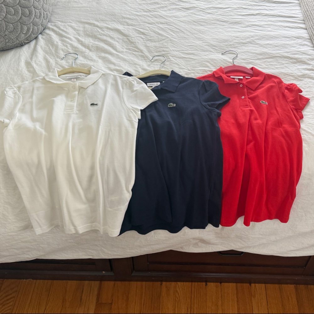 Lacoste Polo Shirt Set - White, Navy, Red